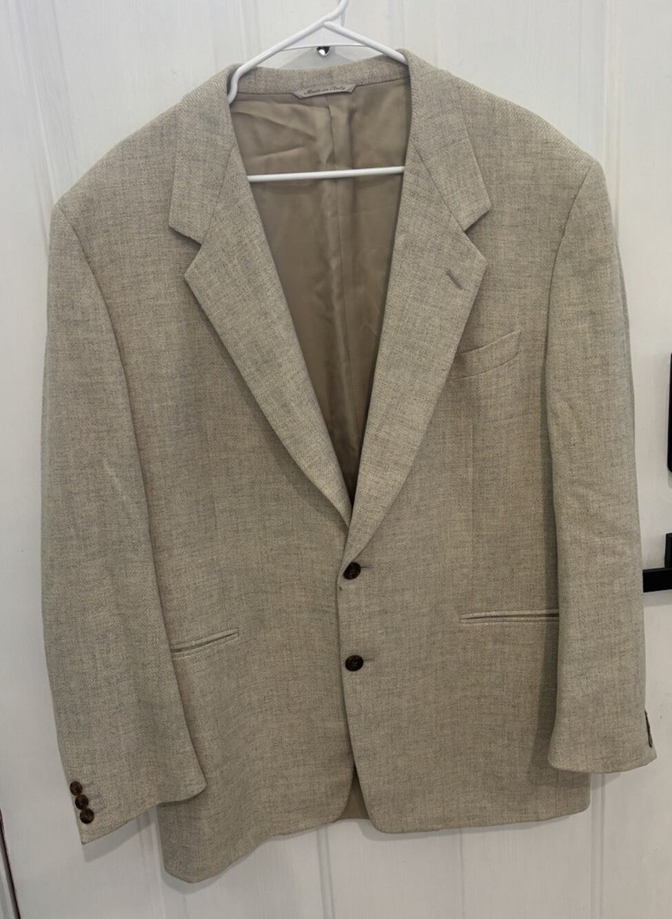 Canali Proposta Mens 48R Wool Cashmere Sport Coat‎ Blazer Beige Italy 2 Button